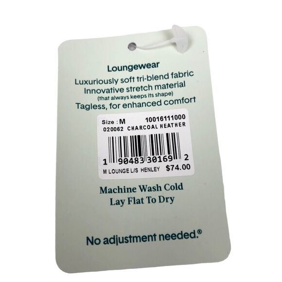 NEW Tommy John Lounge Long Sleeve Henley Shirt Pajama Top Loungewear Mens M Gray - Picture 5 of 5